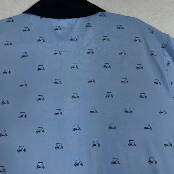 Kenneth Cole Mens New Blue Golf Cart Print Polo Shirt Athleisure Stretch SZ 1XL - Picture 10 of 13